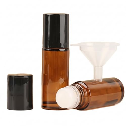 Amber Glass Roll-On Bottles 30ml - Refillable Rollerball Containers for Essential Oils