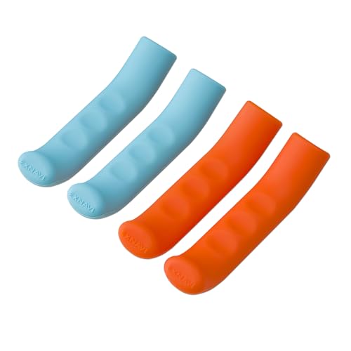 2 Pairs Silicone Brake Lever Covers for Bikes - Anti-Slip Handle Sleeves, Fits Mountain & Road Bicycles (Blue & Orange)