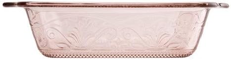 Anchor Hocking Square Baking Dish - Glass - 8 x 8 - Embossed Design in Rose Color