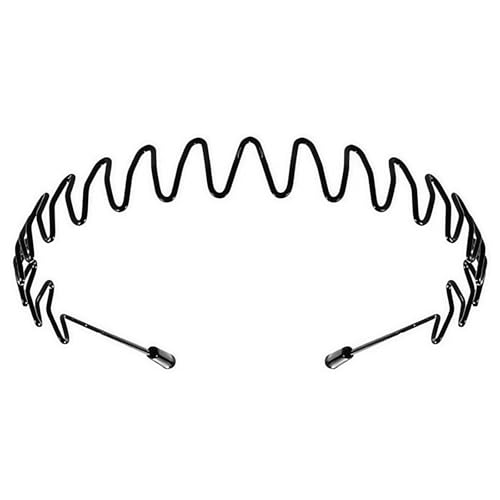 WaigN Black Metal Wavy Headband – Durable Non-Slip Hair Hoop for Men and Women