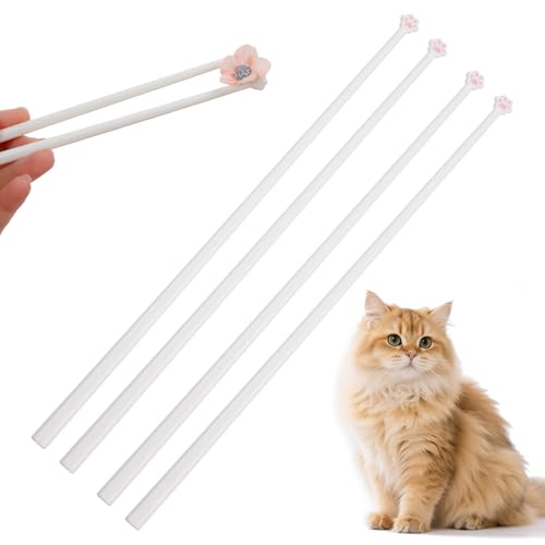 Cute White Cat Paw Chopsticks - 4 Pairs of Reusable Utensils