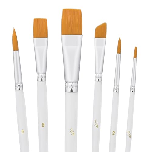 Xthrotsenk White Cake Painting Brushes Set for Cake Decorating Edible Glitter Dusting Food Safe 6PCS