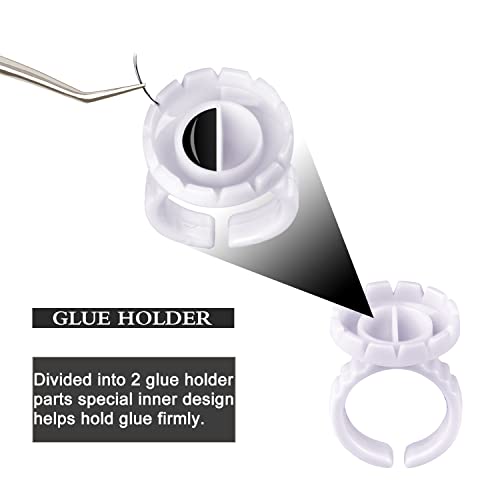 MEKK 100Pcs Lash Glue Rings with V-Groove for Eyelash Extensions