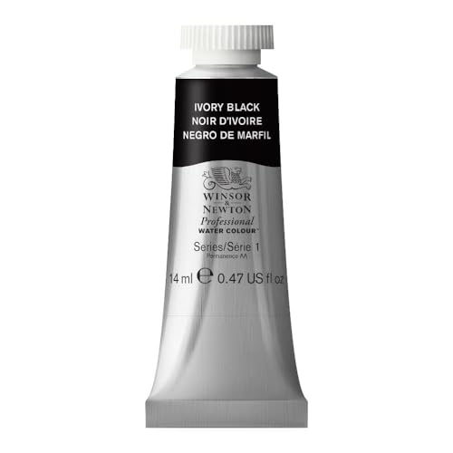 Winsor & Newton Professional Watercolor Tube Ivory Black 14ml - Opaque, Permanent Pigment