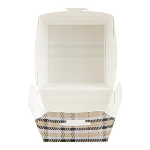 Restaurantware 2.5 x 2.5 x 2 Inch Mini Burger Boxes 100 Clamshell Food Containers - Hinged Lid Disposable Plaid Paper Take Out Boxes Serve Sliders Or Finger Foods