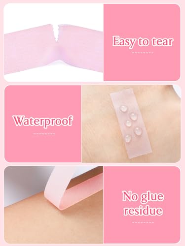 TEOYALL 5 Rolls PE Eyelash Extension Tape, Breathable Pink Micropore Lash Tape
