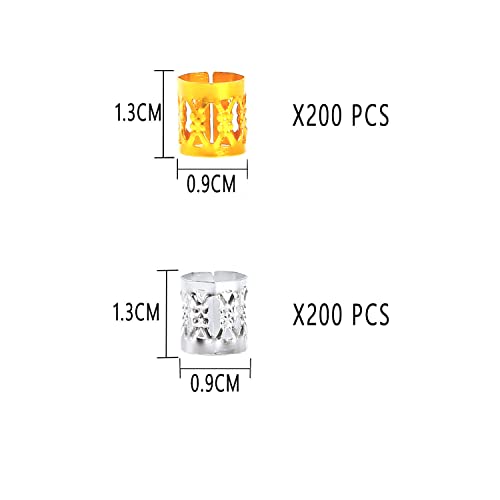 Leeven 400 Pieces Aluminum Hair Jewelry Metal Cuffs for Braids