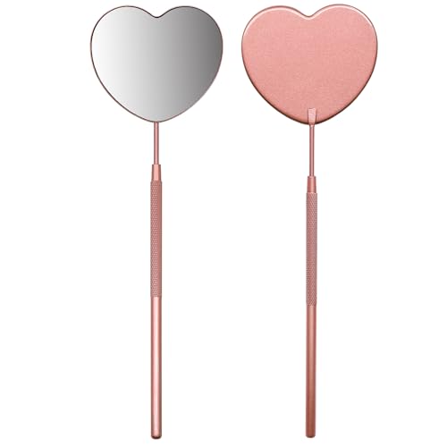 Pink Heart Shaped Eyelash Mirror - 2.2 Inch Lash Extension Tool for Beauty