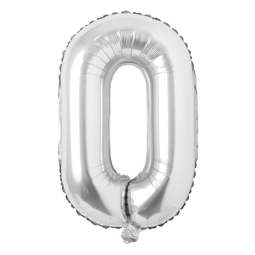 REIANS 40 Inch Silver Number 0 Foil Mylar Balloon for Birthday Party Decor