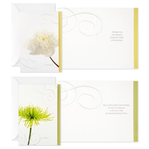 Hallmark Sympathy Cards Boxed Set - 12 Floral Designs with Envelopes
