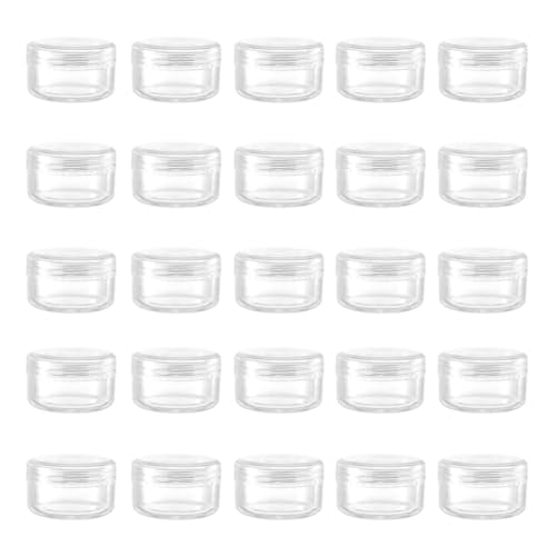 25 Pcs 3g Empty Sample Containers with Lids - Clear Plastic Cosmetic Jars for Travel