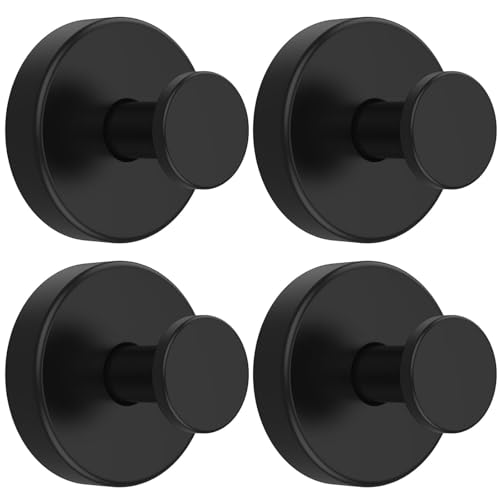 Stusgo 4-Pack Matte Black Suction Cup Hooks - Heavy Duty O-Shape Hanger
