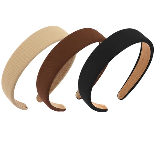 TODDER 3-Piece Padded Headbands for Women Wide Non-Slip Hair Bands