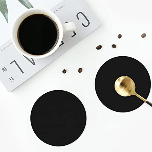 Personalized Leather Coasters Set of 6 Custom Round Black Drink Mats