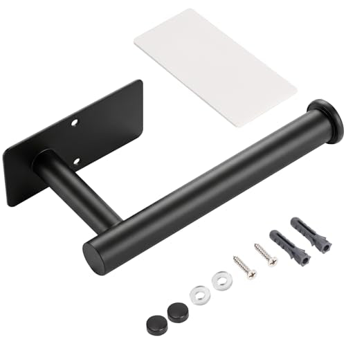 Black Toilet Paper Holder - Wall Mount, Adhesive or Screw Installation, Durable Stainless Steel