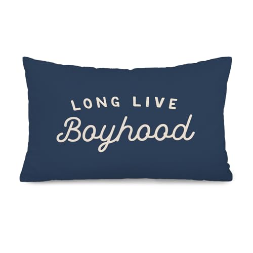 Long Live Boyhood 12x20 Lumbar Pillow Cover - Navy Blue Boys Room Decor