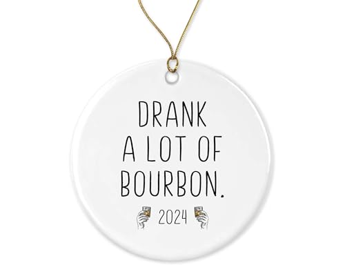 Bourbon Whiskey Ceramic Christmas Ornament - Double-Sided Holiday Gift