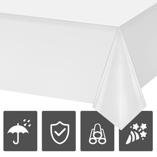 Lemicin 2-Pack White Disposable Tablecloths 54x108 Inch for Parties
