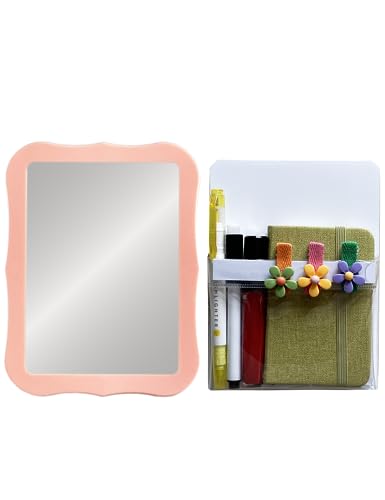 Magnetic Locker Mirror with Pen Holder Pink Accessory Kit