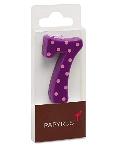 Purple Polka Dot Number 7 Birthday Candle by Papyrus