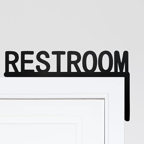 Urbraneco Metal Restroom Door Topper Sign - Black, Right Side