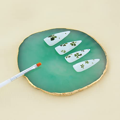 Mygeromon Resin Nail Art Mixing Palette and 15-Piece Brush Set Green