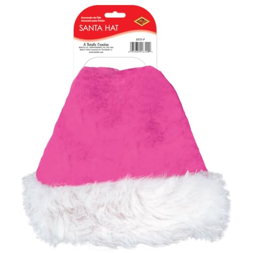 Beistle Plush Santa Hat for Holiday & Christmas Parties - Cerise