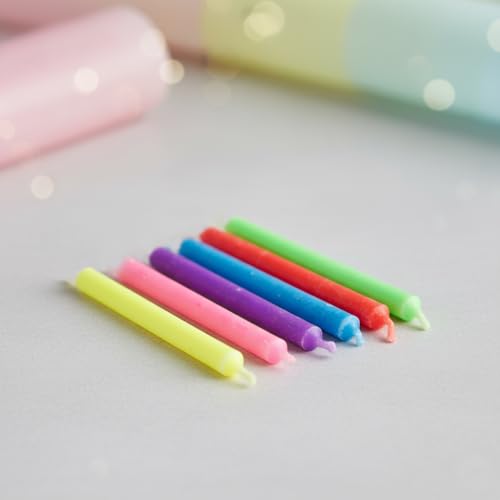 12 Neon Birthday Candles for Cake & Cupcake Celebrations