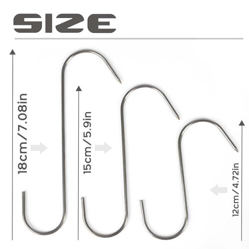 15 Pcs Stainless Steel Meat Hooks - S-Shaped Butcher Hooks Set