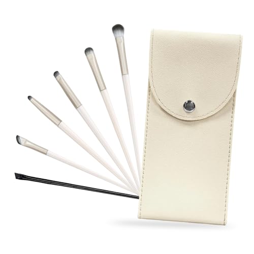 SYNTHORA Eye Makeup Brush Set 6Pcs with Ceramic Handles and Pouch