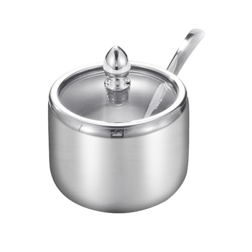 Cheeren 10oz Stainless Steel Spice Jar with Spoon and Clear Lid