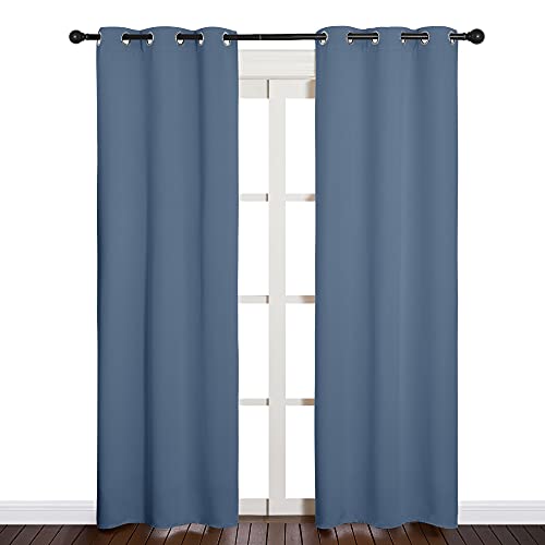 NICETOWN Blackout Curtains - 34 x 84 Inch Grommet Drapes, Stone Blue (2 Panels)