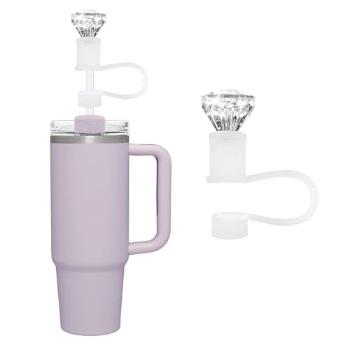 Cute White Diamond Silicone Straw Topper Caps for Tumblers