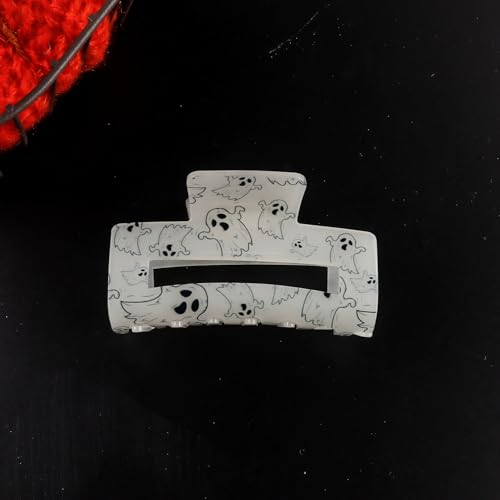 Junchao Halloween White Ghost Hair Claw Clip with Rhinestone Design