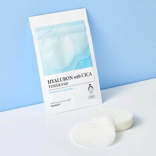 SKIN627 Hyaluron with Cica Toner Pads - 30 Pre-Soaked Korean Facial Sheets for Deep Hydration and Soothing Care