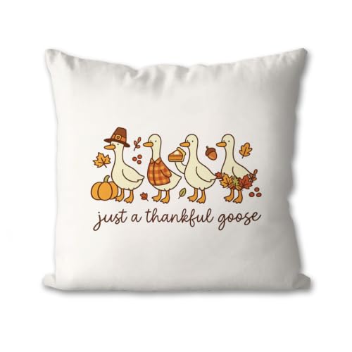 Fall Farmhouse Thanksgiving Goose Throw Pillow Cover 18x18, Fall11