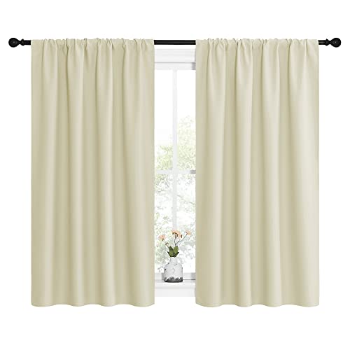 NICETOWN Beige Short Blackout Curtains 42"W x 54"L (2 Pack) - Thermal Insulated Privacy Drapes