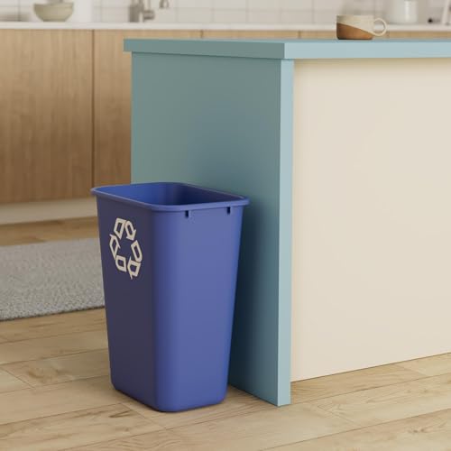 Rubbermaid Commercial Deskside Recycling Can 10.25-Gallon Blue - Durable Plastic Bin for Office & Home