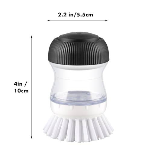 OYV Soap Dispensing Palm Brush - Durable Dish Scrub Brush, Black/Clear/White