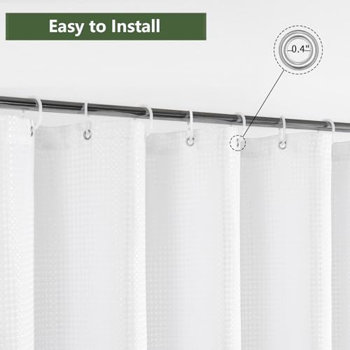 Ezcint Waffle Weave Shower Curtain, Waterproof Fabric, 72x72 Inch, White