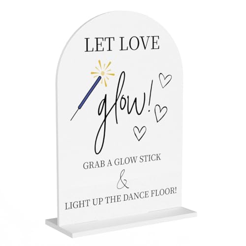 Wedding Glow Sticks Acrylic Sign, 5x7 Inch Table Decor for Dance Floor