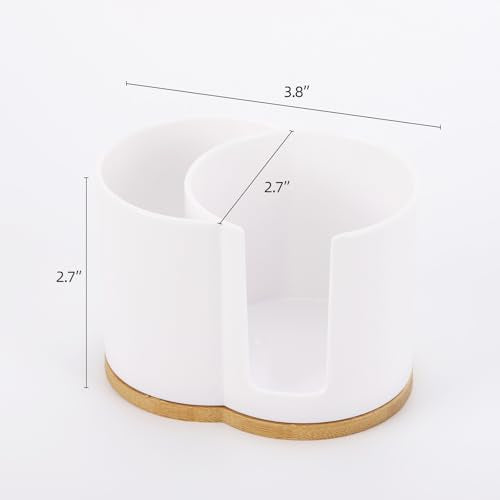 Tbestmax 2-Grid Cotton Swab and Round Pad Holder - White Bathroom Organizer