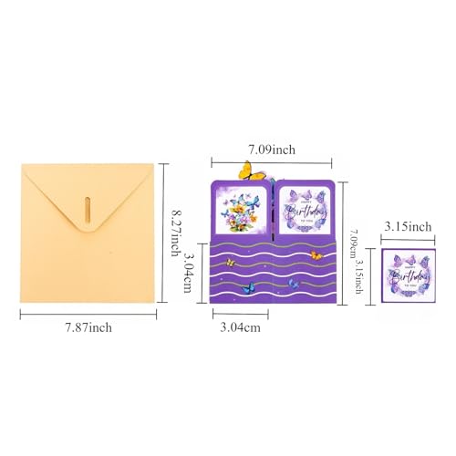 3D Butterfly and Flower Pop Up Greeting Card with Envelope