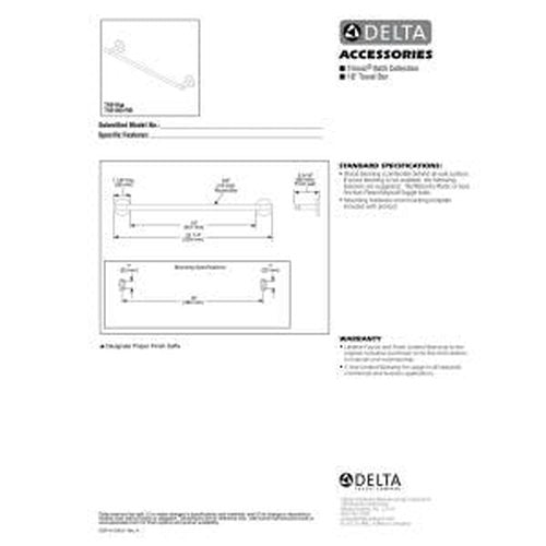 Delta 75918-SS Trinsic 18 in. Wall Mount Towel Bar Bath Hardware Accessory in Stainless Steel