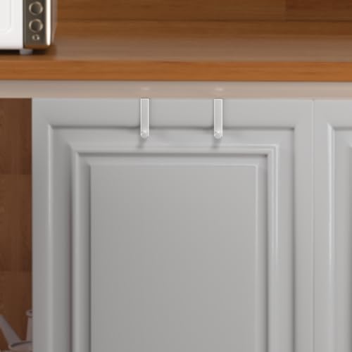 Brushed Stainless Steel Over The Door Cabinet Hooks - 2 Pack