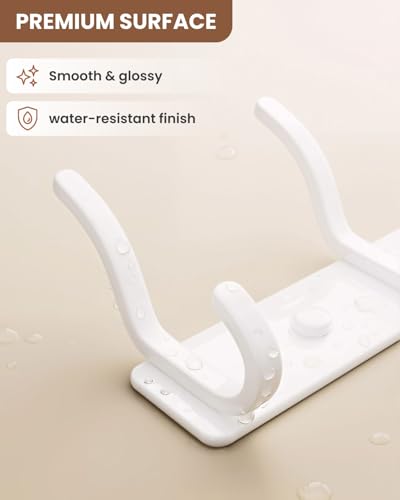 DR. OXXIER Wall Mounted Coat Rack, Aluminum 6-Hook Hanger, White