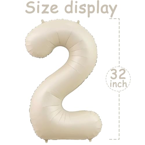32-Inch 2026 Foil Number Balloons Cream White Party Decor