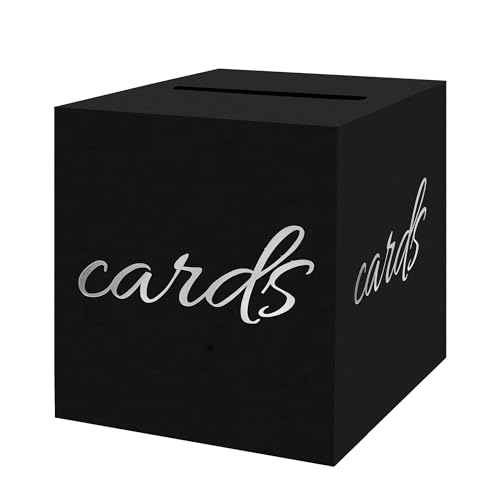 Silver Card Box for Weddings & Events - 8.7" x 8.7" Raffle Ticket Holder