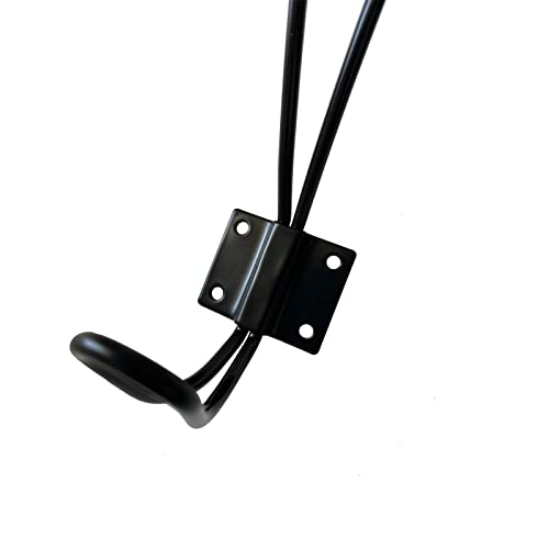 Heavy Duty Double Prong Wall Hooks - 5 Pack Black Rustic Coat Hooks