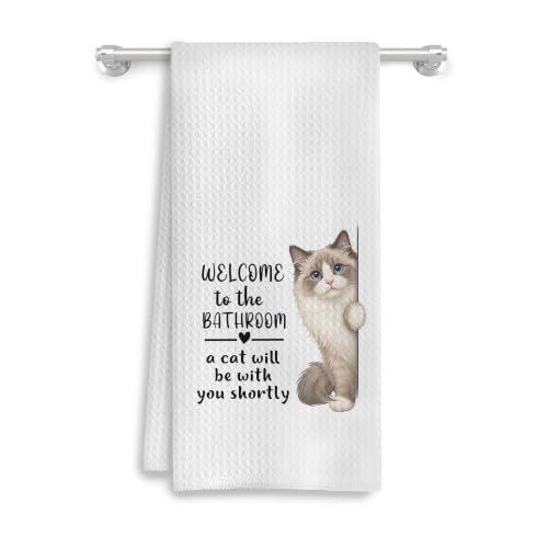 Funny Cat Bathroom Towels - 16x24 Inch Decorative Towel-06